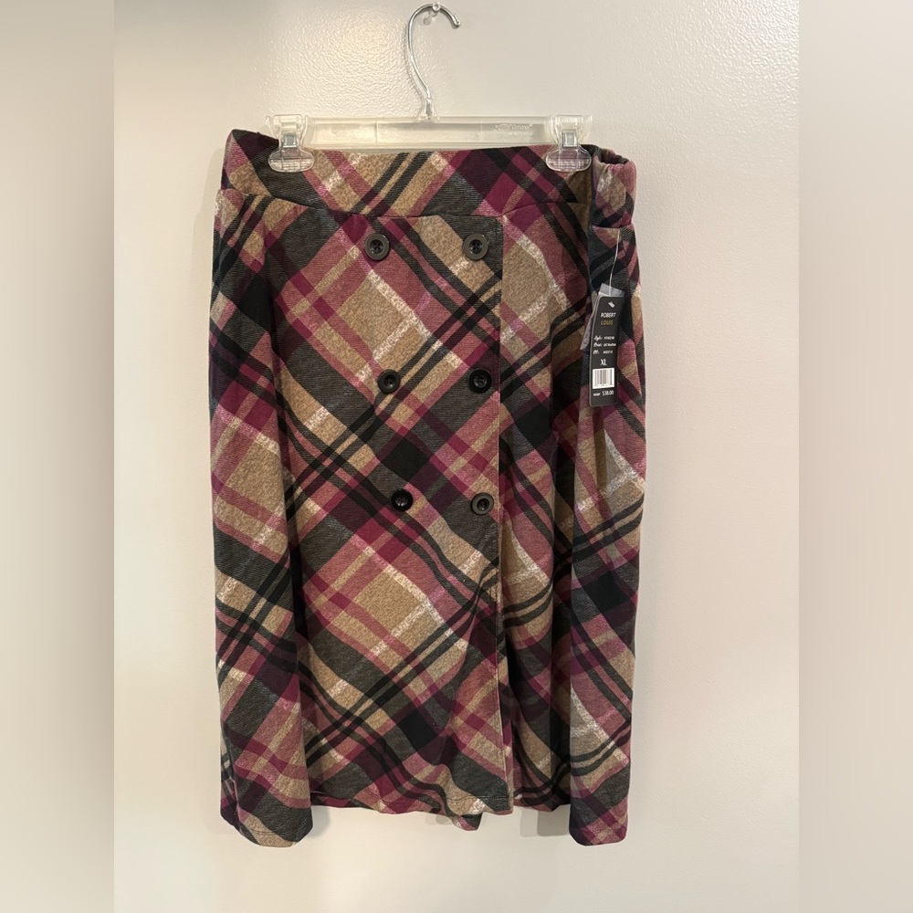 Plaid Button-Front Skirt